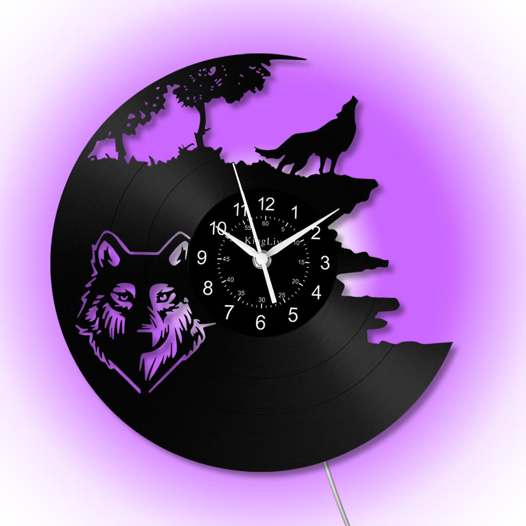 LED Vinyl Wall Clock | Wolf