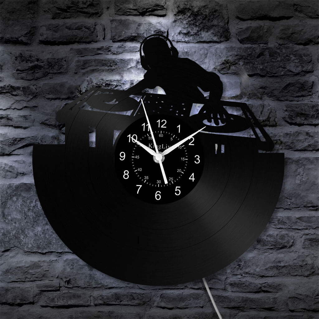 LED Vinyl Wall Clock | Custom DJ Name | 12''