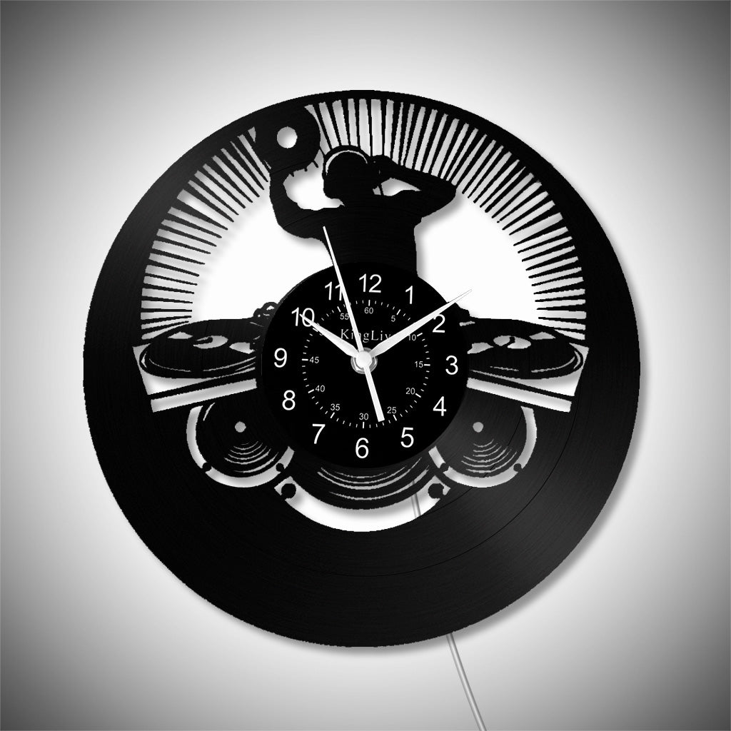 LED Vinyl Wall Clock | Custom DJ Name | 12''