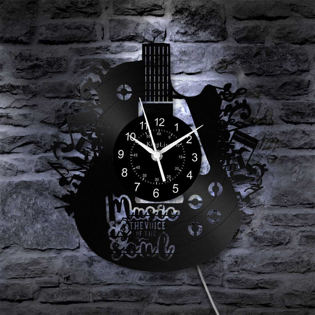 LED Vinyl Wall Clock | Guitar Music | 12''