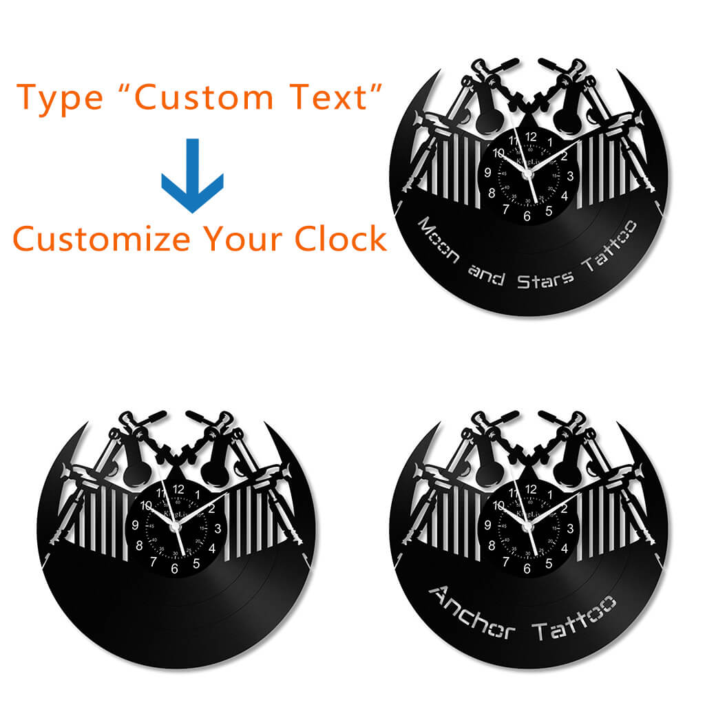 LED Vinyl Wall Clock | Tattoo Shop Name | 12'' | 0308WPB