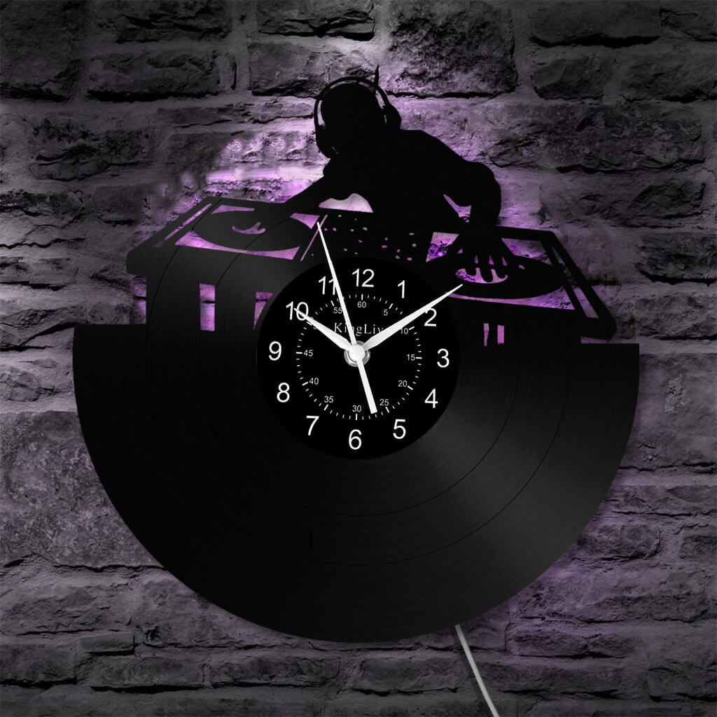 LED Vinyl Wall Clock | Custom DJ Name | 12'' | 0261WPB