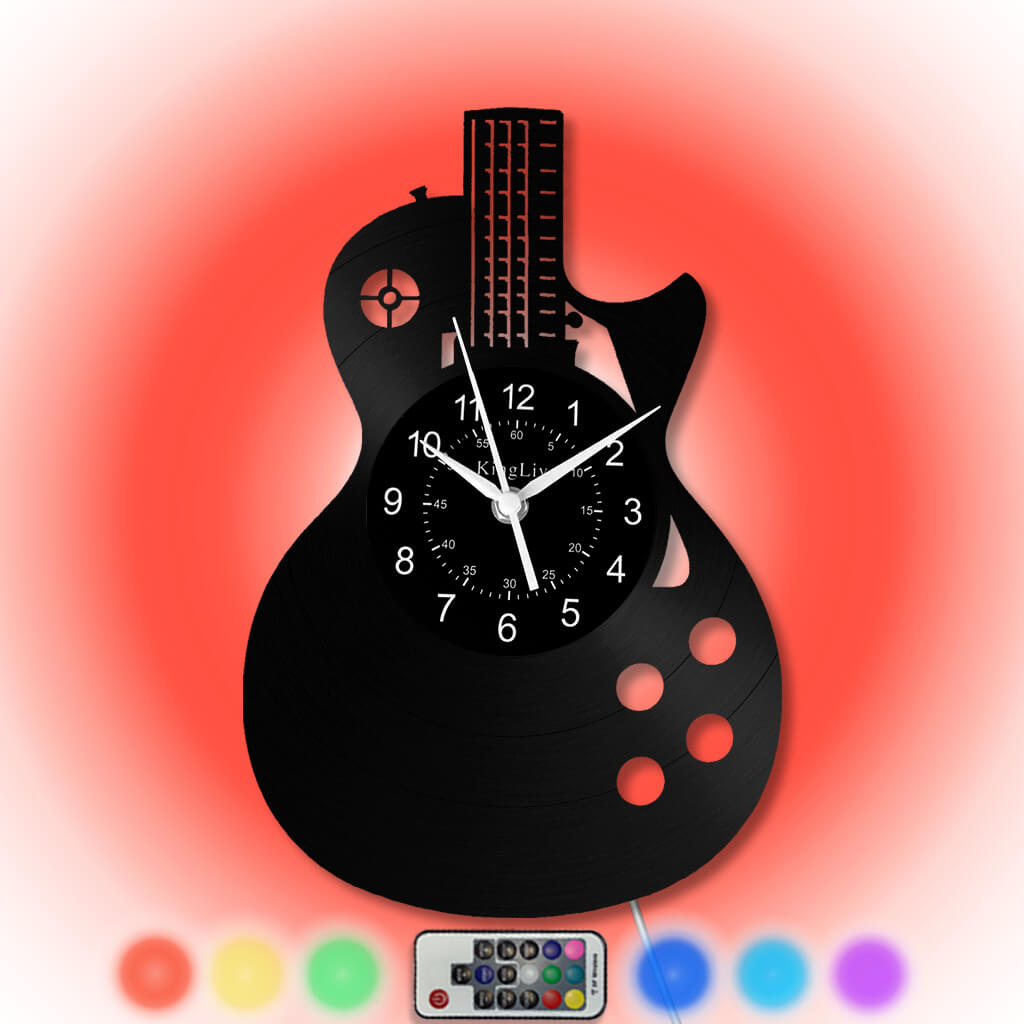 LED Vinyl Wall Clock | Guitar Music | 12''