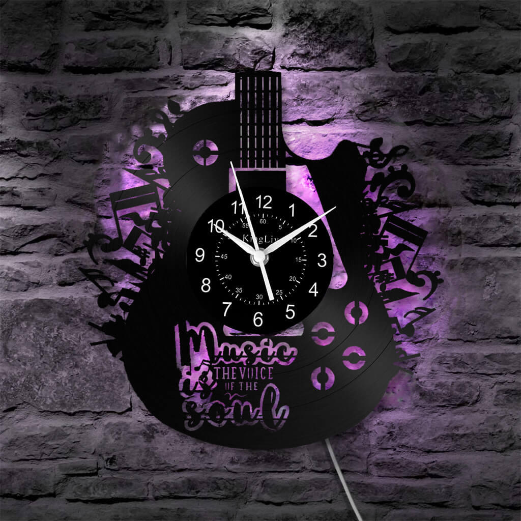 LED Vinyl Wall Clock | Guitar Music | 12''