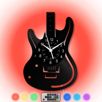 LED Vinyl Wall Clock | Guitar Music | 12''