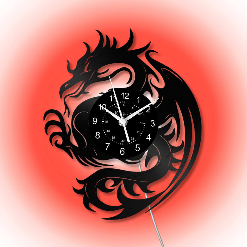 LED Vinyl Wall Clock | Dragon | 12''