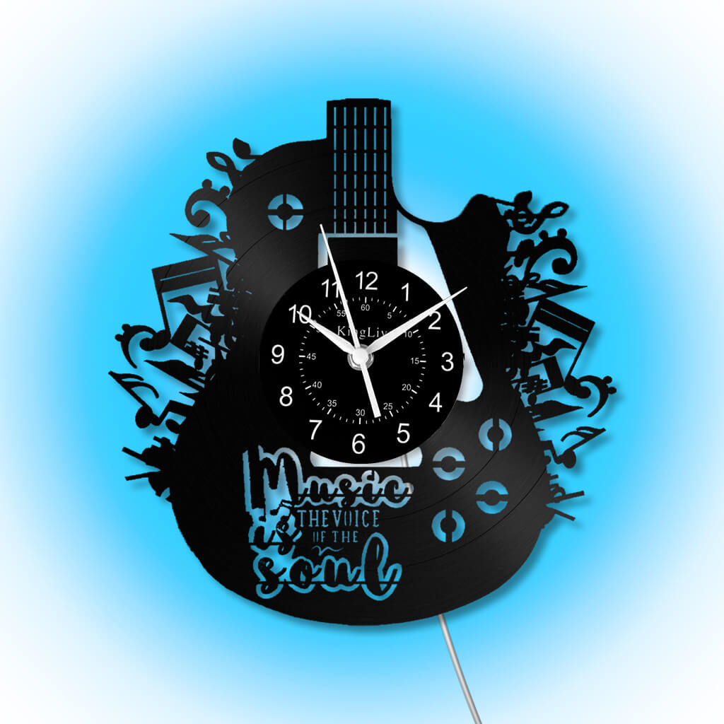 LED Vinyl Wall Clock | Guitar Music | 12''