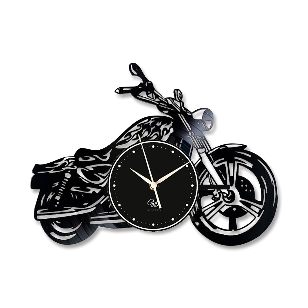 Motorcycle Vinyl Wall Clock Record Clock Wall Decor Art Black