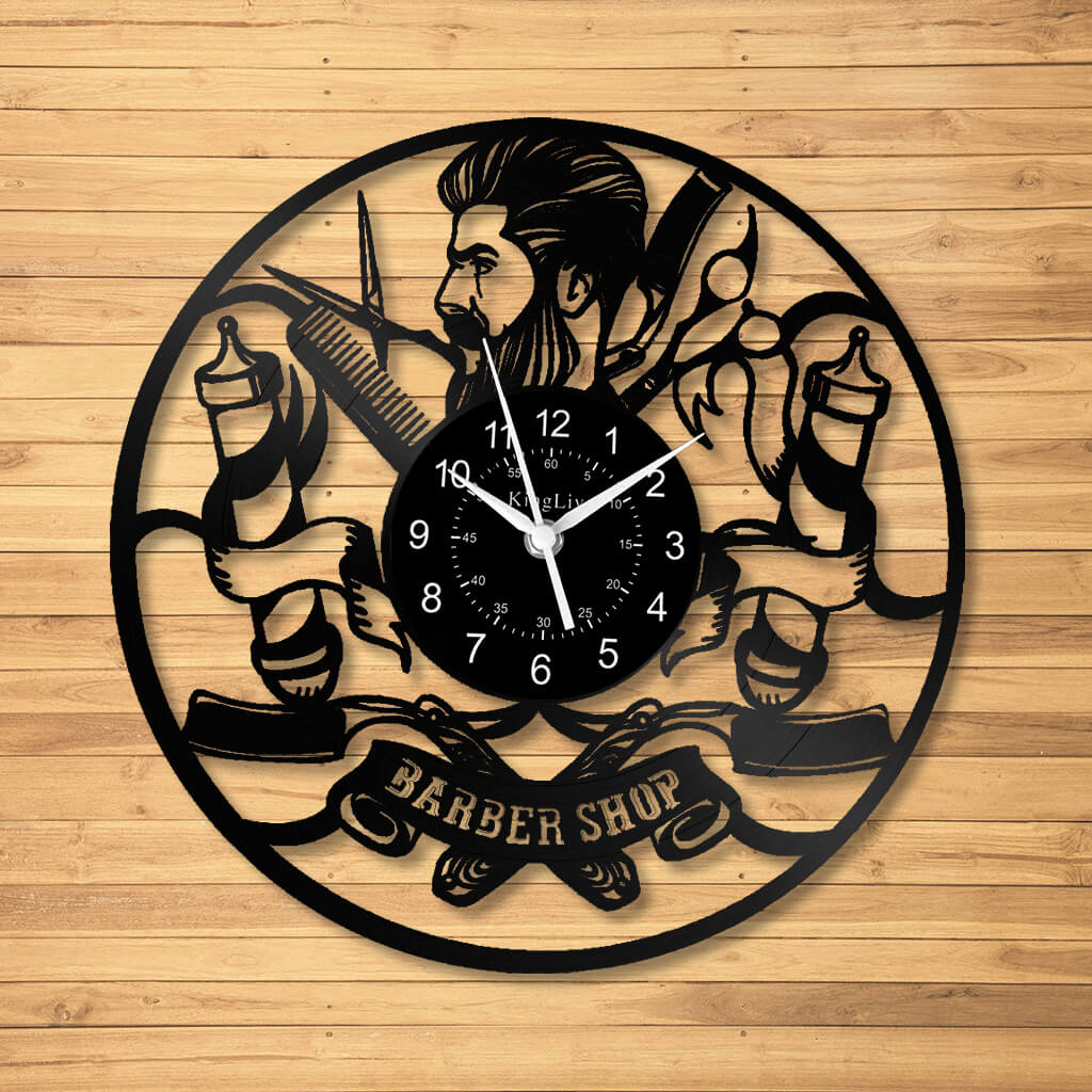 LED Vinyl Wall Clock | Barber Shop | 12'' | 0011WPB