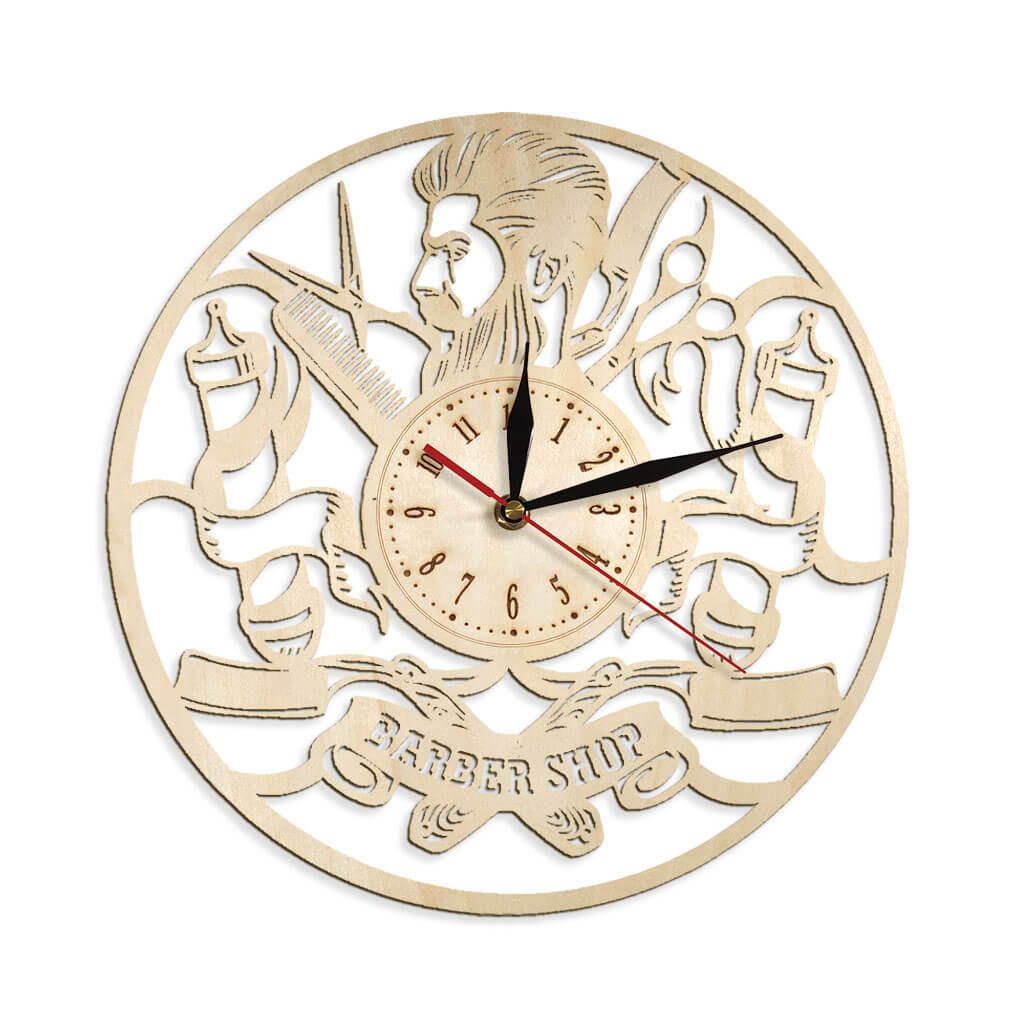 Barbershop Custom Wooden Wall Clock