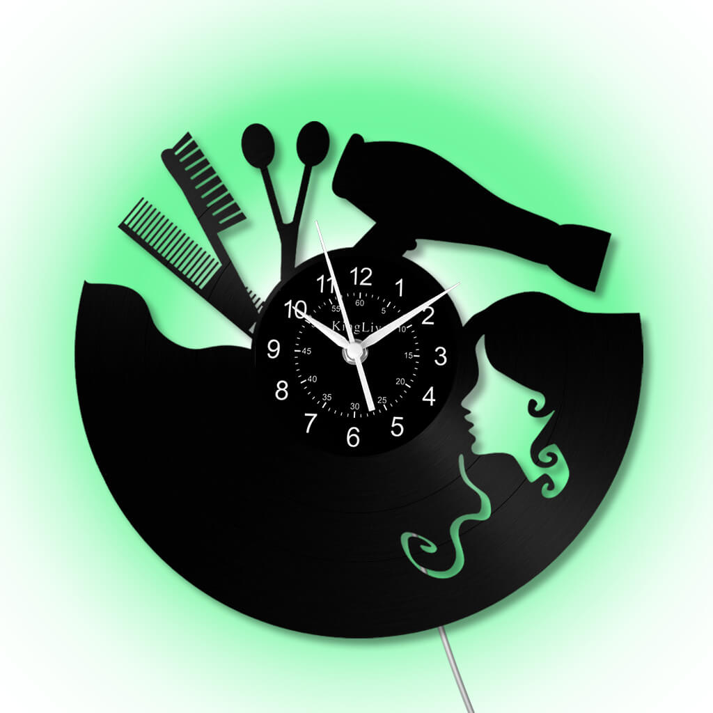 LED Vinyl Wall Clock | Nail Salon | Barber Shop | 12''