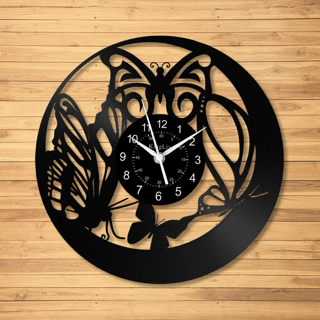 LED Vinyl Wall Clock | Butterfly | 12'' | 0249WPB