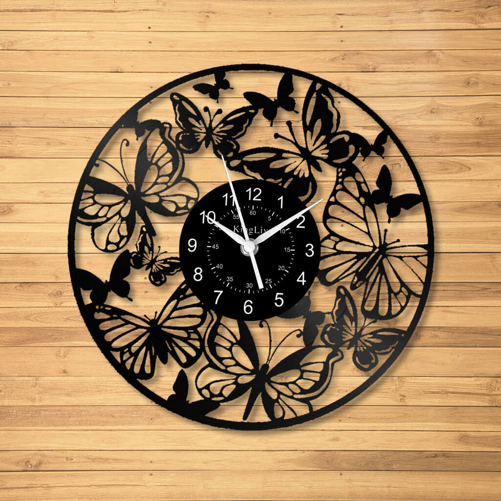 LED Vinyl Wall Clock | Butterfly | 12'' | 0176WPB