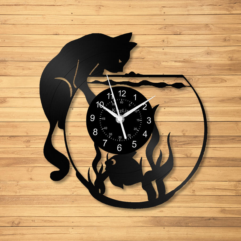 LED Vinyl Wall Clock | Cat Fish | 0113WPB