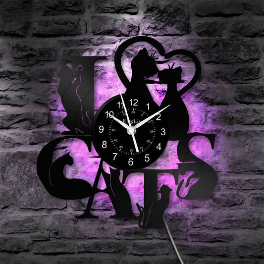 Vinyl Wall Clock | Cat | 12''