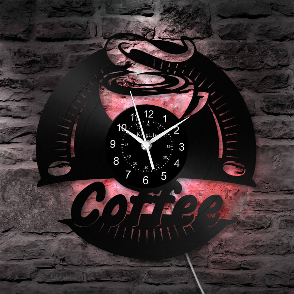 LED Vinyl Wall Clock | Coffee | 12'' | 0262WPB