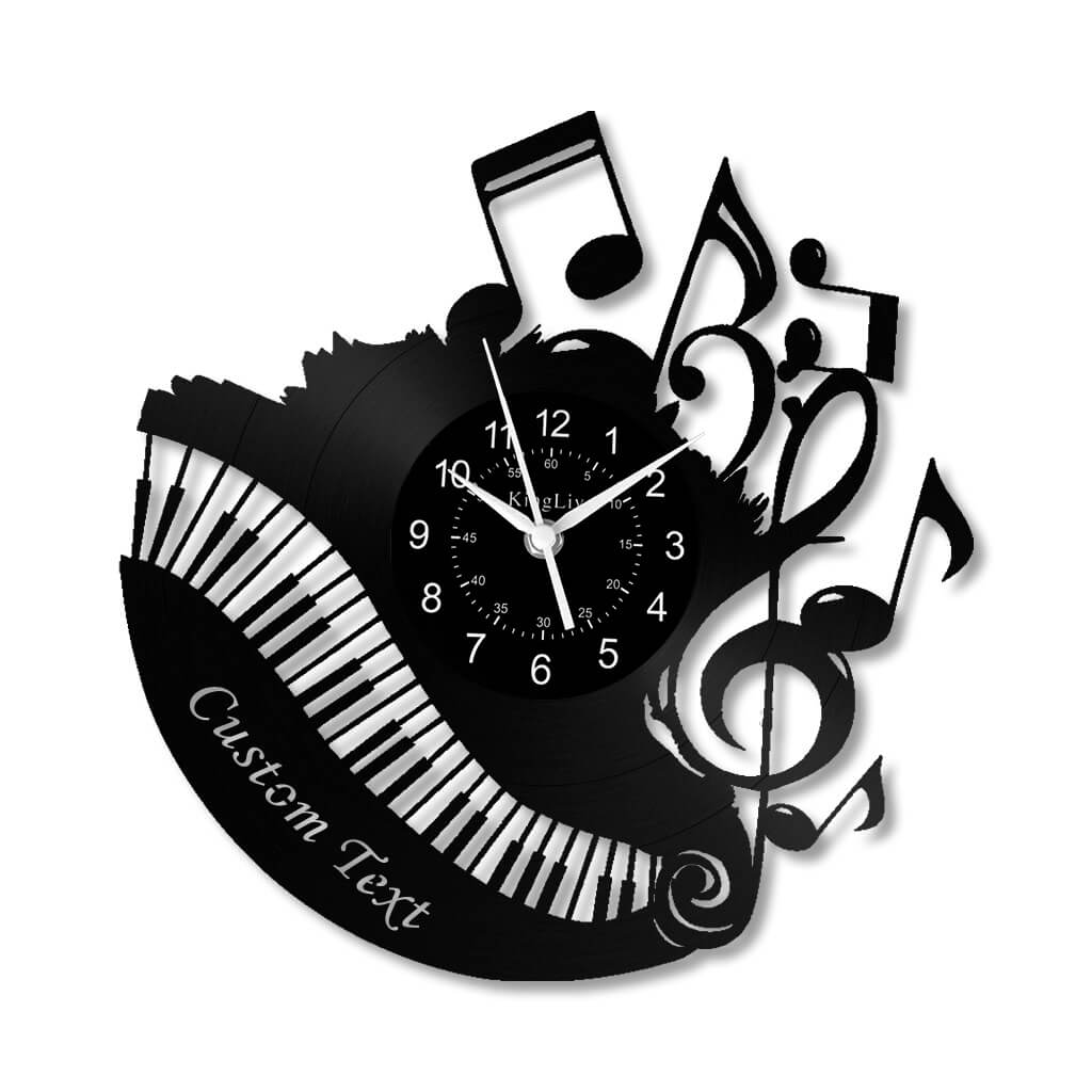 LED Vinyl Wall Clock | Music Piano | 0137WPBN
