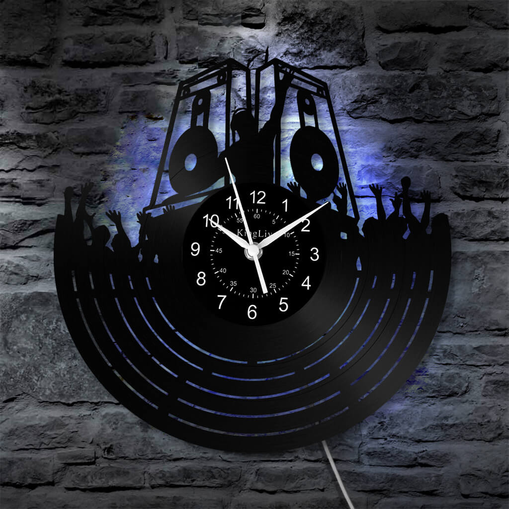 LED Vinyl Wall Clock | Custom DJ Name | 12'' | 0243WPB