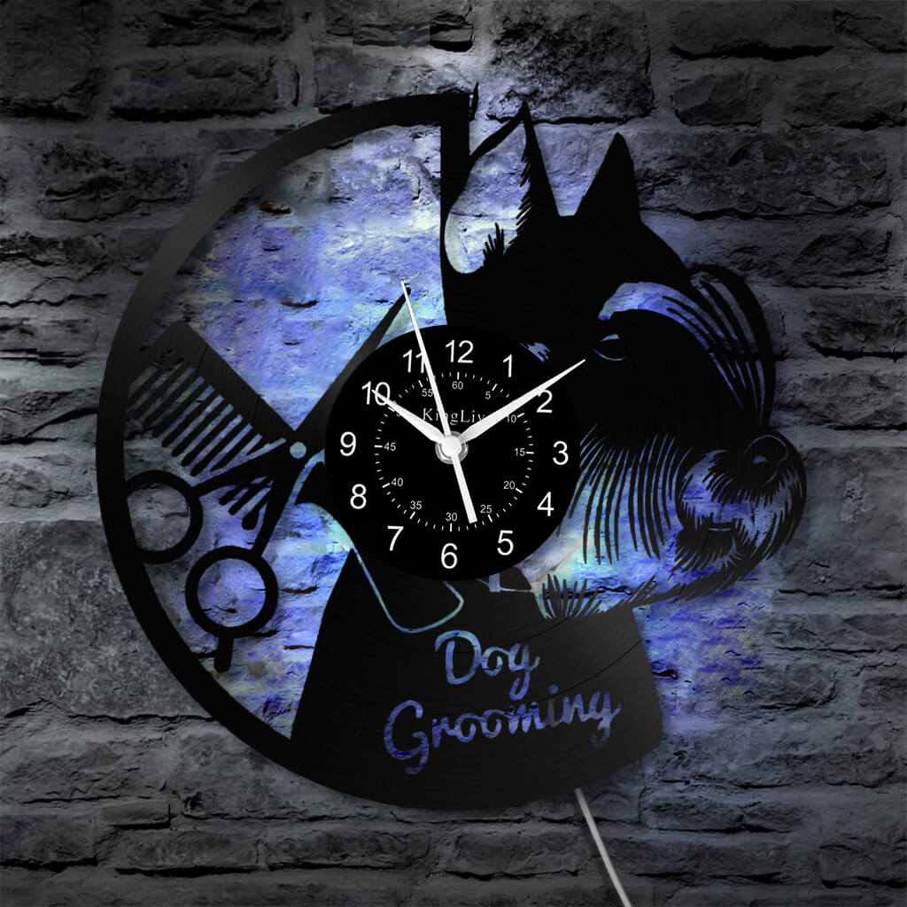 LED Vinyl Wall Clock | Dog Grooming | 12'' | 0177WPB