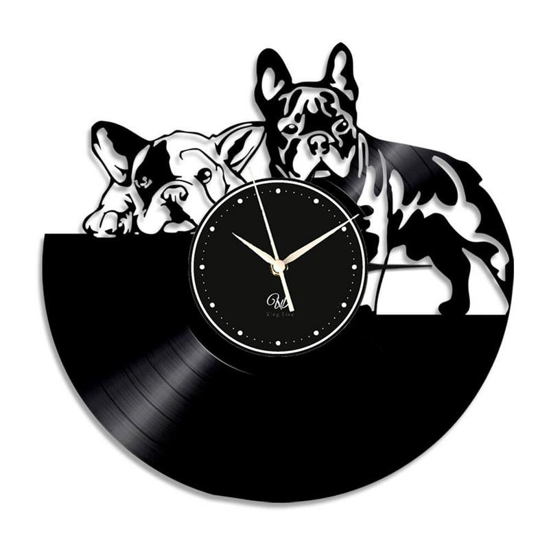 Dog LED Vinyl Wall Clock Record Clock Wall Decor Art Black