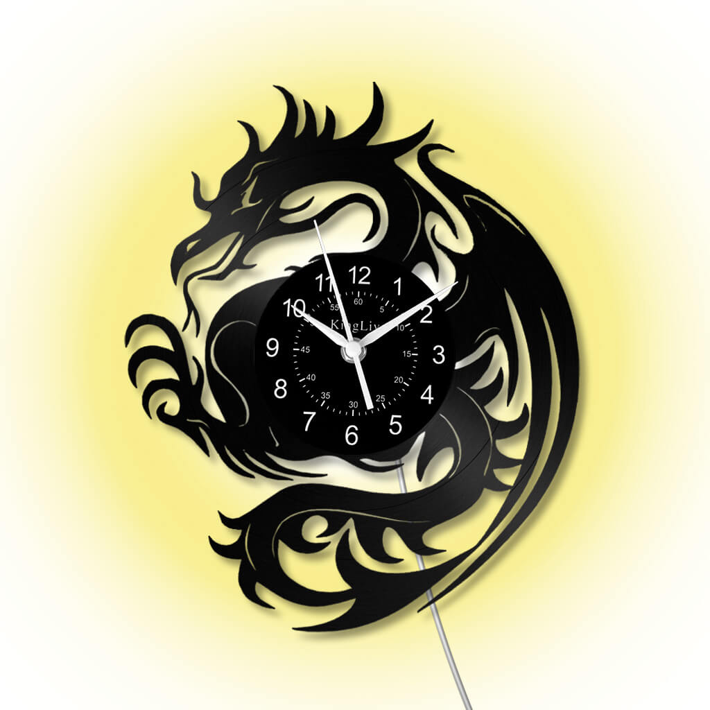 LED Vinyl Wall Clock | Dragon | 12''