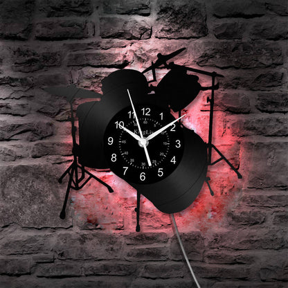 LED Vinyl Wall Clock | Drum | 12'' | 0278WPB