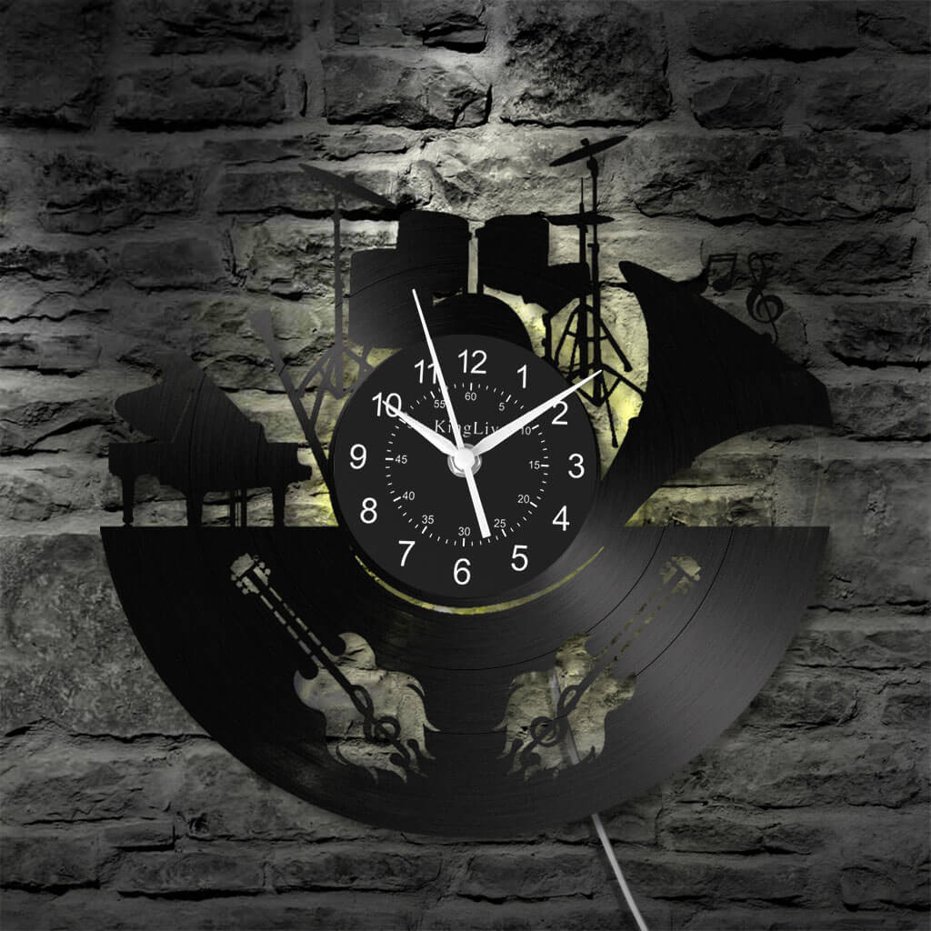 Band Music LED Vinyl Record Wall Clock 12''