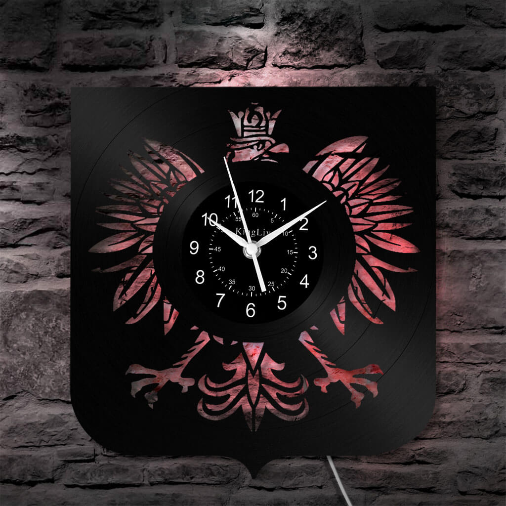 LED Vinyl Wall Clock | Poland The Coat of Arms Eagle | 0204WPBN