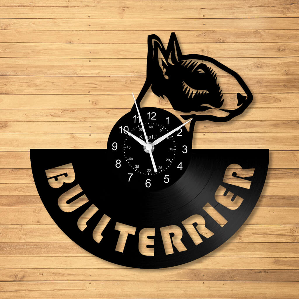 LED Vinyl Wall Clock | Bull Terrier Dog | 12'' | 0236WPB