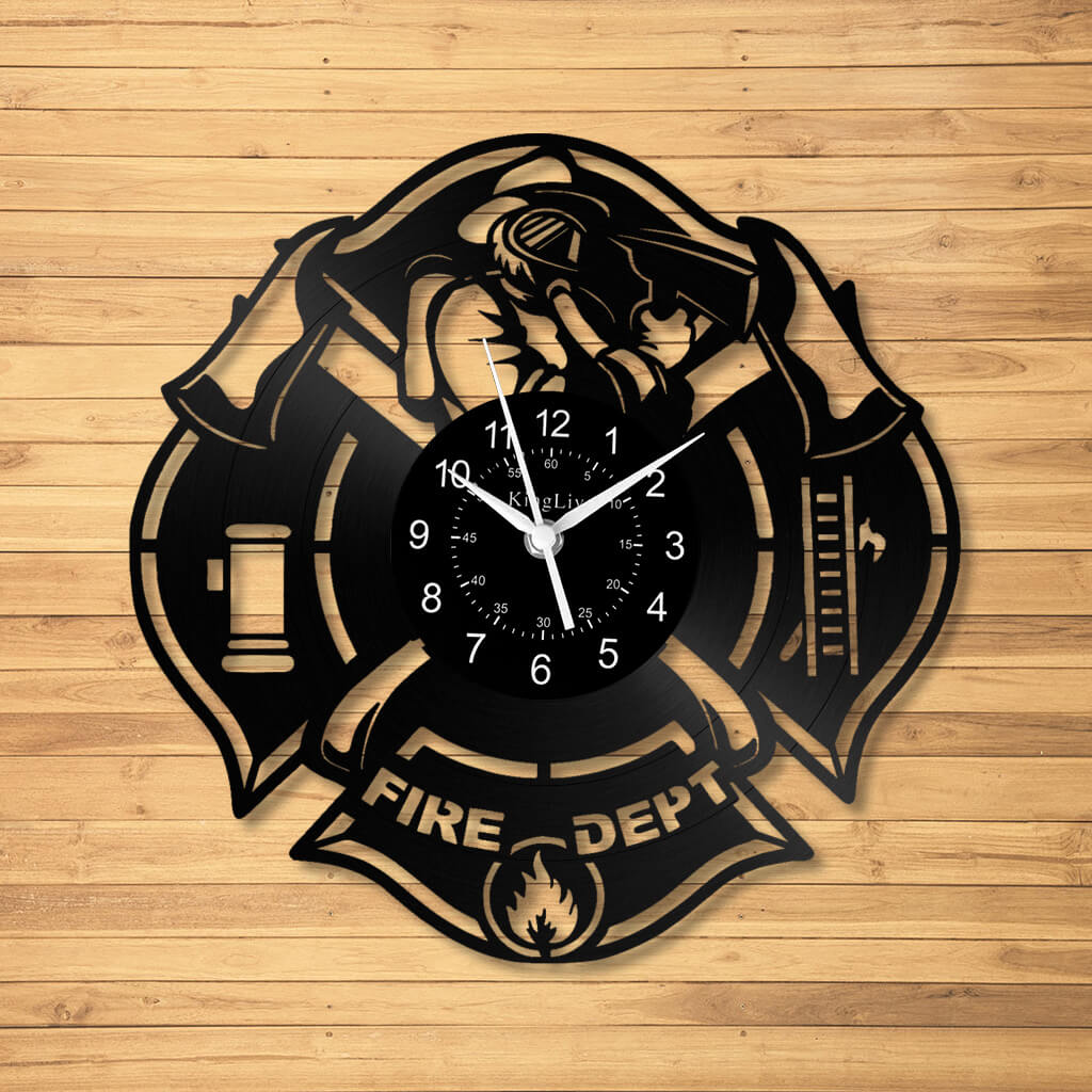 LED Vinyl Wall Clock | Fire Department | 12'' | 0302WPB