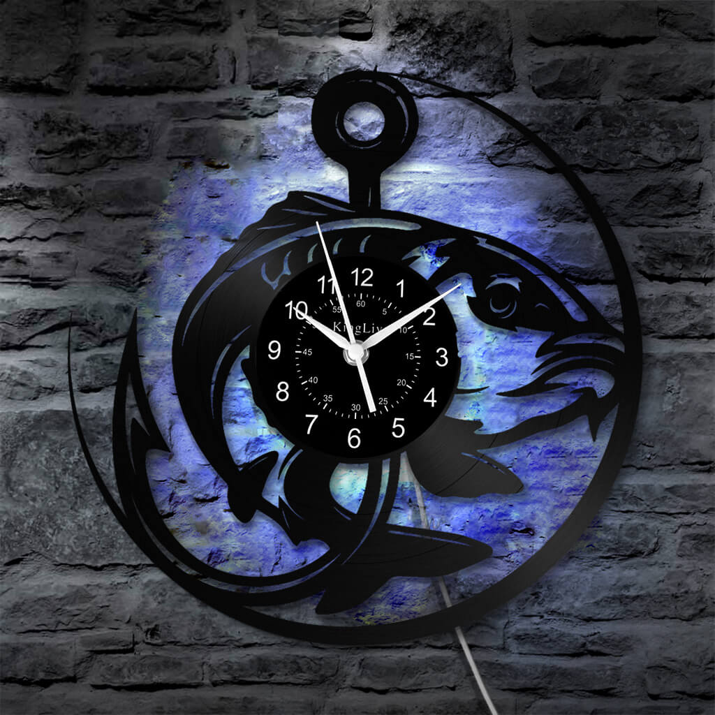 LED Vinyl Wall Clock | Fishing | 12'' | 0224WPB