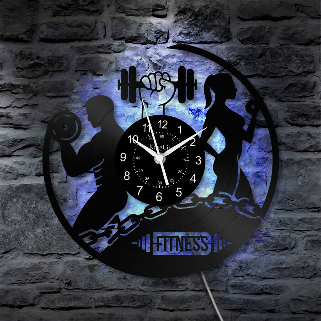 LED Vinyl Wall Clock | Fitness | 12'' | 0131WPB