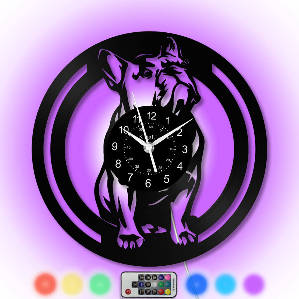 LED Vinyl Wall Clock | French Bulldog | 12'' | 0239WPB