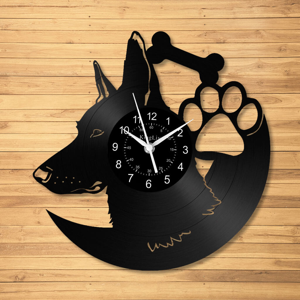 LED Vinyl Wall Clock | Custom German Shepherd Dog | 12'' | 0256WPB