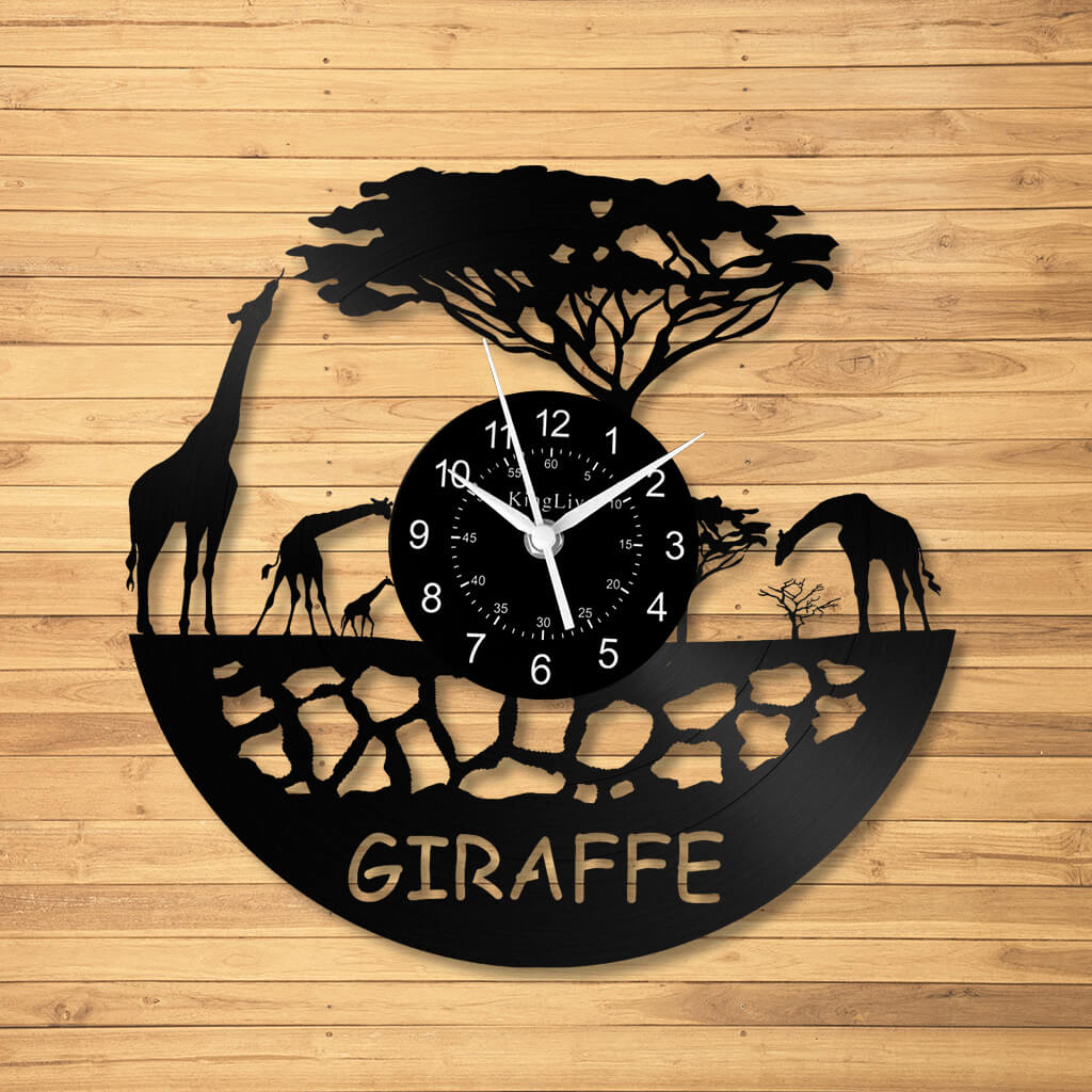 LED Vinyl Wall Clock | Giraffe | 12'' | 0307WPB