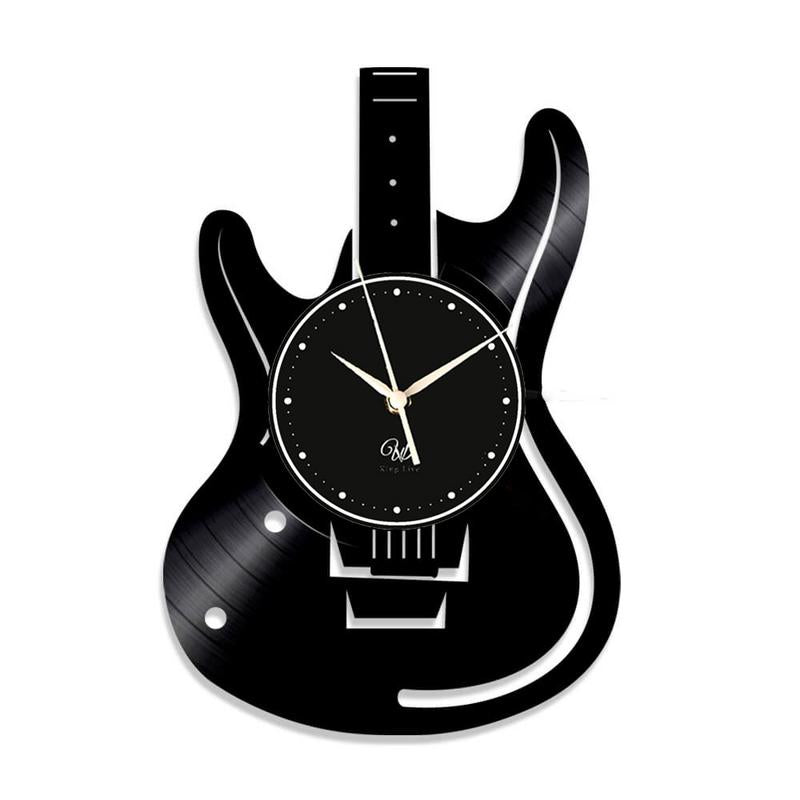 Guitar LED Vinyl Wall Clock Record Clock Wall Decor Art Black