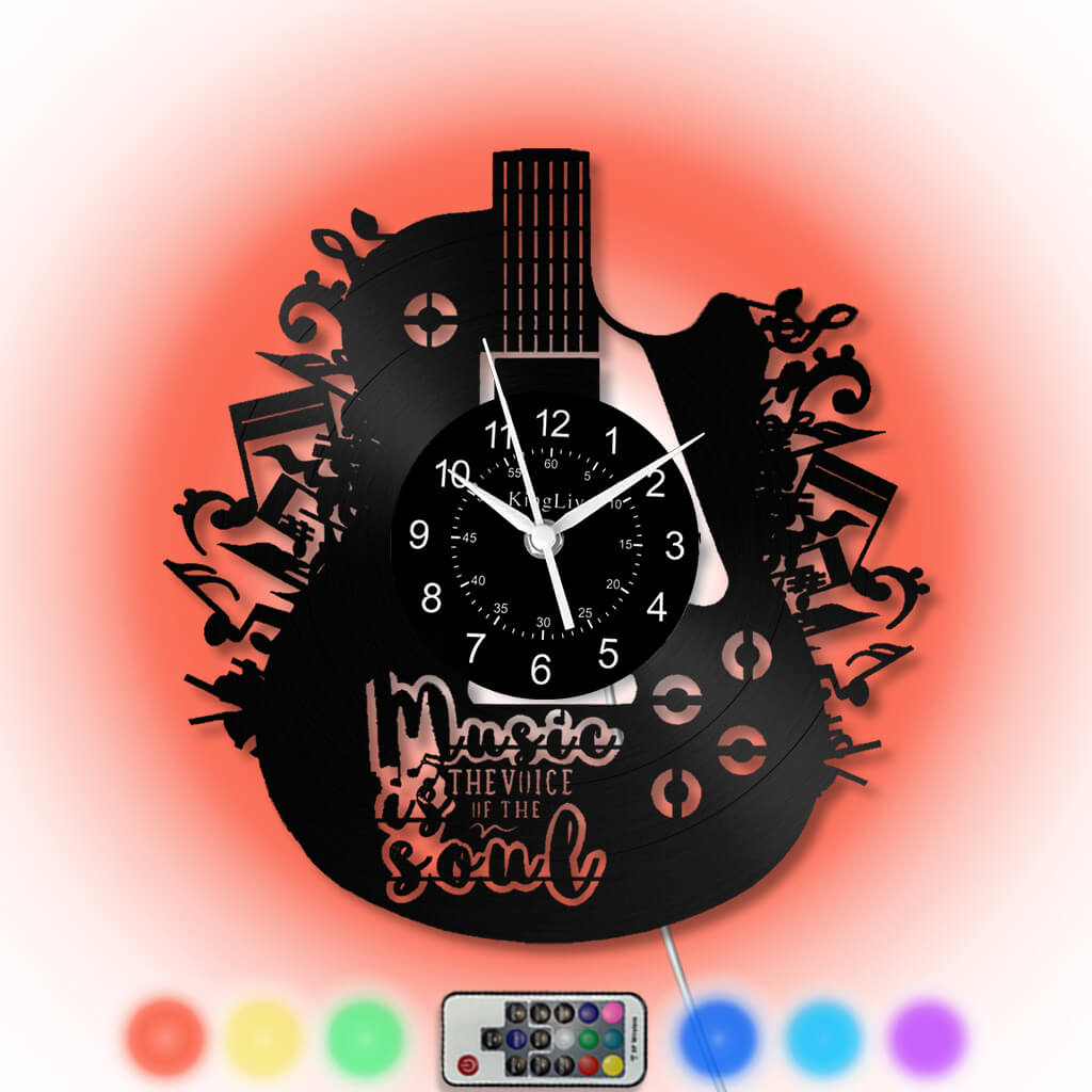 LED Vinyl Wall Clock | Guitar Music | 12''