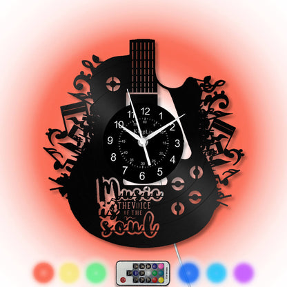 LED Vinyl Wall Clock | Guitar Music | 12''