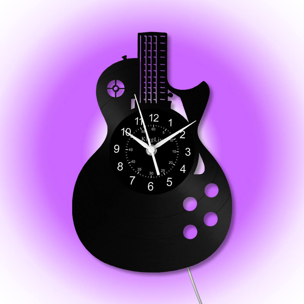 LED Vinyl Wall Clock | Guitar Music | 12''