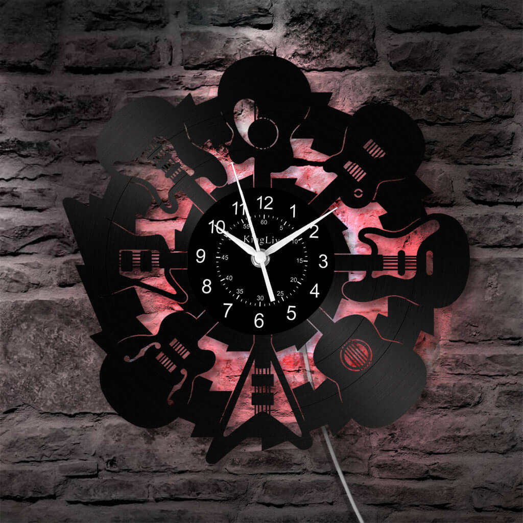LED Vinyl Wall Clock | Guitars | 12'' | 0208WPB