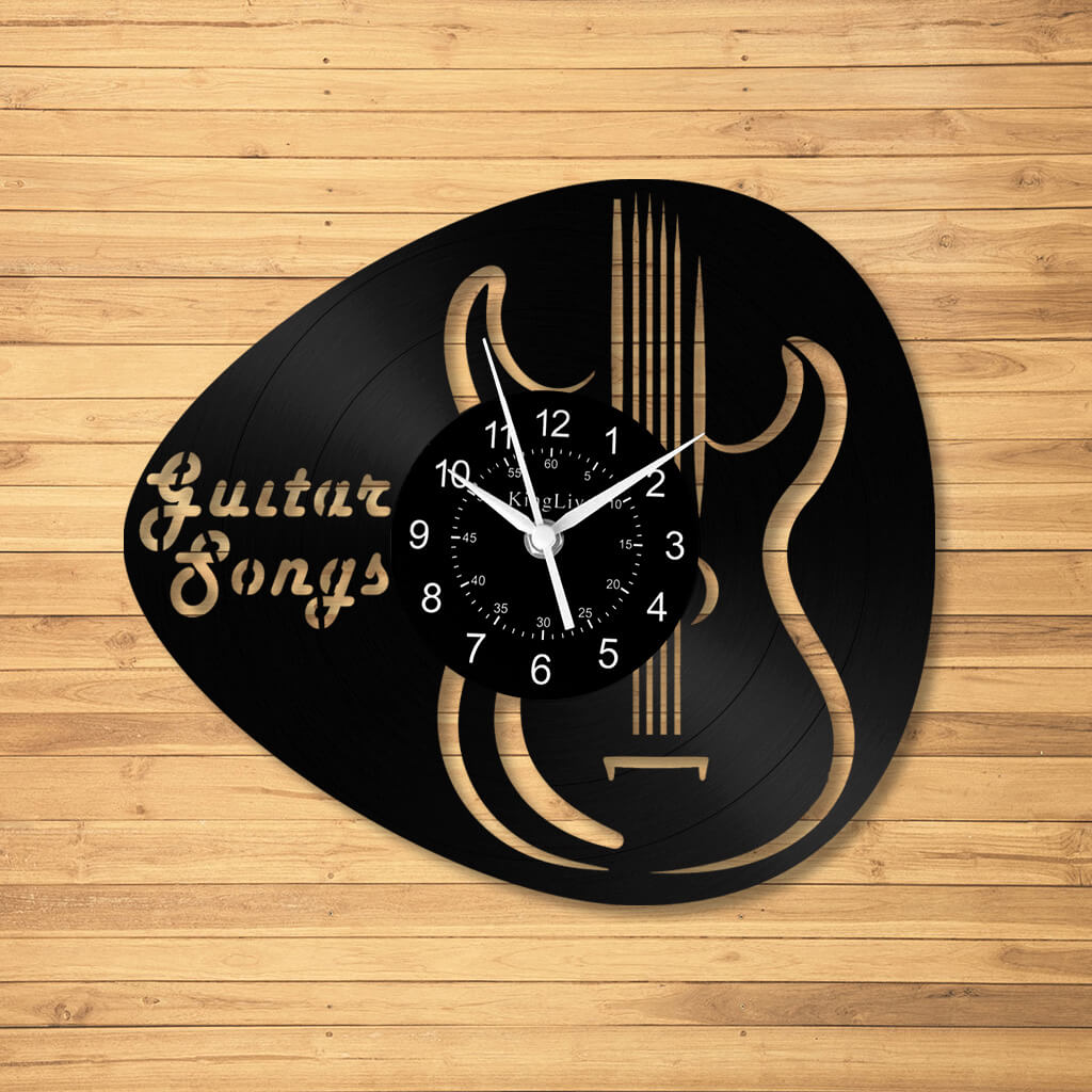 LED Vinyl Wall Clock | Guitar Music | 12''