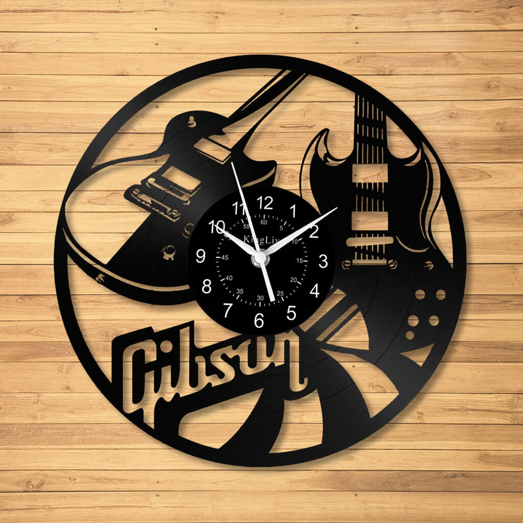 LED Vinyl Wall Clock | Guitar Music | 12''