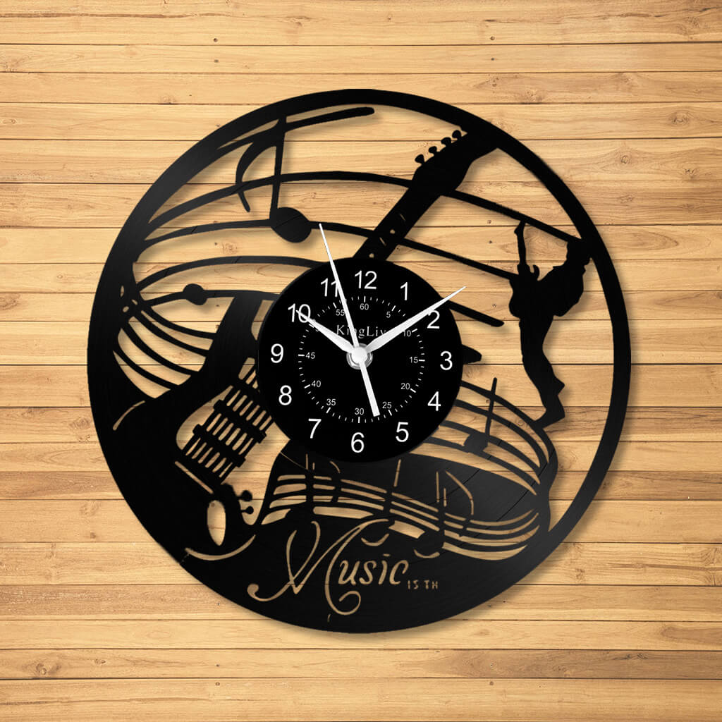 LED Vinyl Wall Clock | Guitar Music | 12''