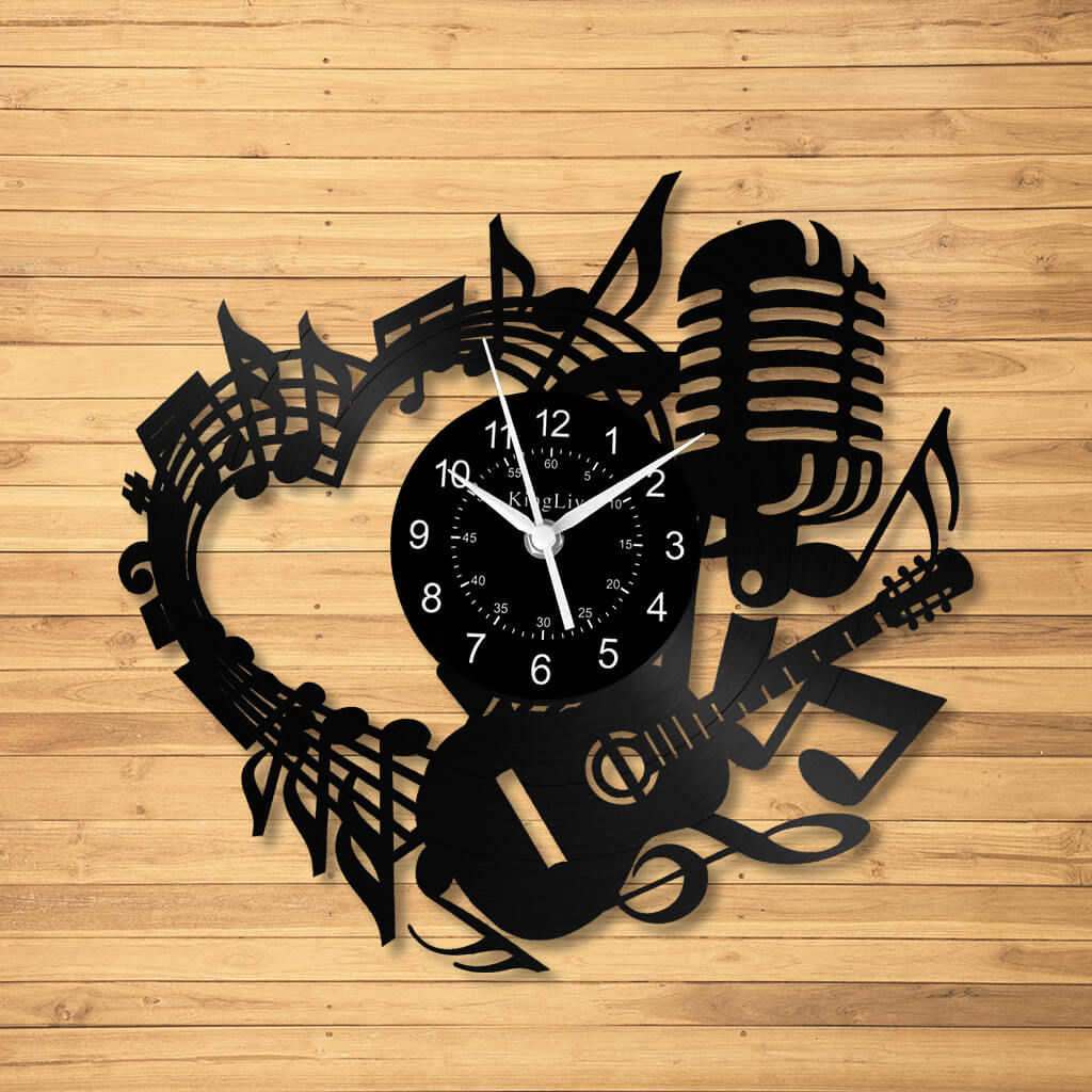 LED Vinyl Wall Clock | Guitar Music | 12'' | 0215WPB