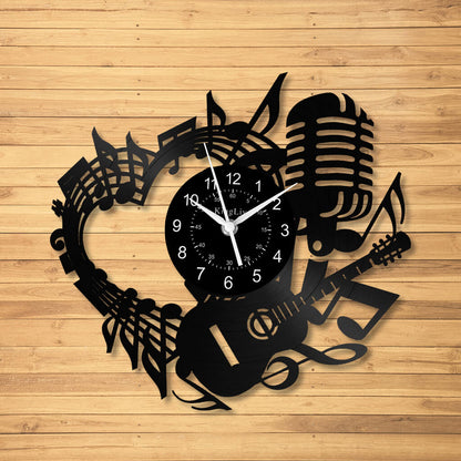 LED Vinyl Wall Clock | Guitar Music | 12'' | 0215WPB