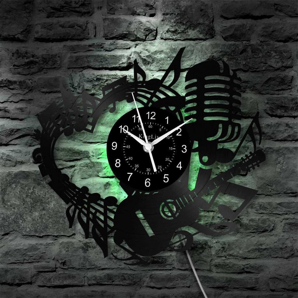 LED Vinyl Wall Clock | Guitar Music | 12''