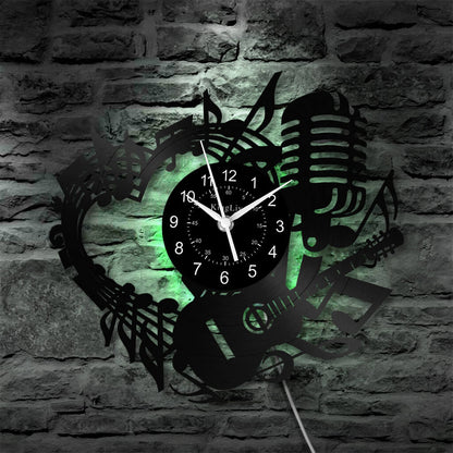 LED Vinyl Wall Clock | Guitar Music | 12''