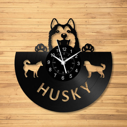 LED Vinyl Wall Clock | Husky Dog | 12'' | 0242WPB