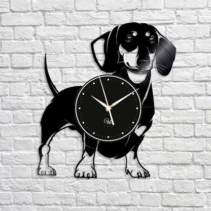 LED Vinyl Wall Clock Record Clock Dog Pet Wall Decor Art Black