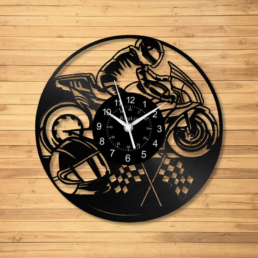 LED Vinyl Wall Clock | Motorcycle | 12'' | 0189WPB